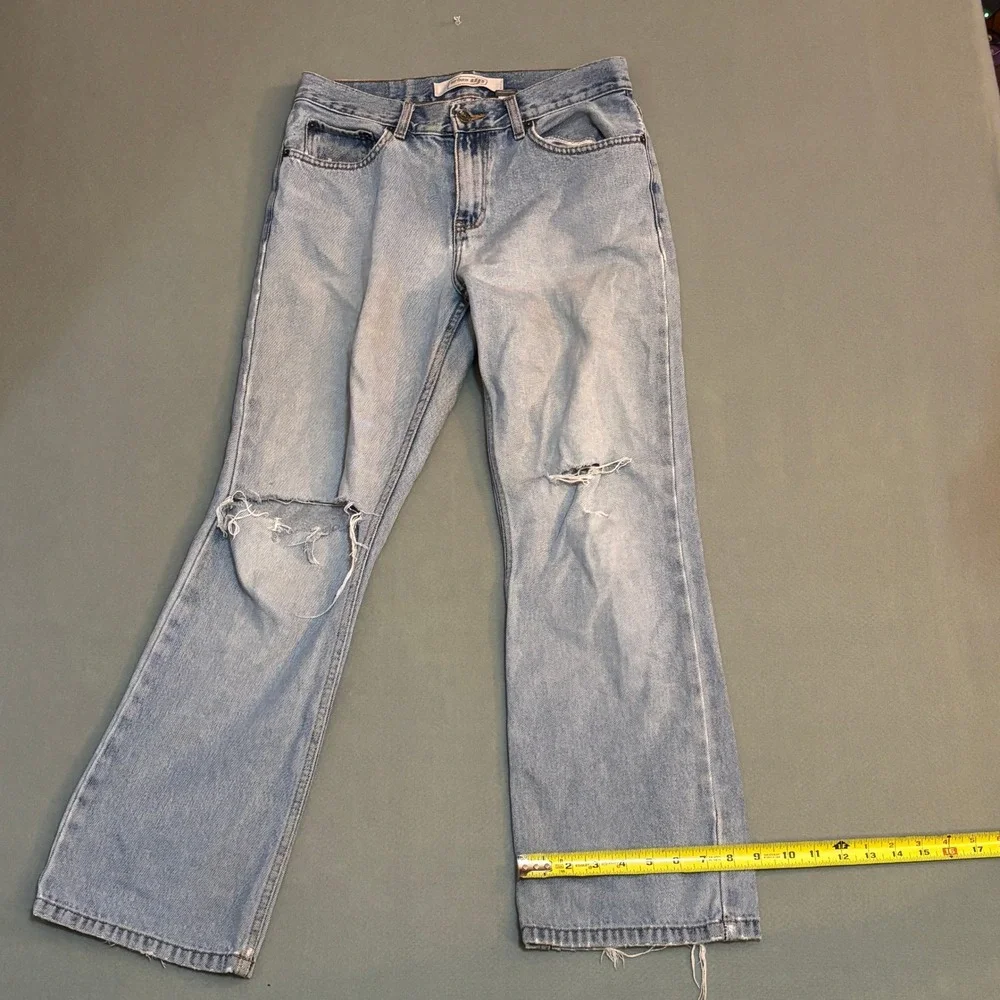Urban Up Pipeline Mens Distressed Relaxed‎ Straight Leg Jeans Light Wash 29x30
